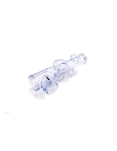 Tubo de plástico transparente onde se aloja a célula eletrolítica, o sensor de fluxo e o eletrodo de cobre no combo de cartucho