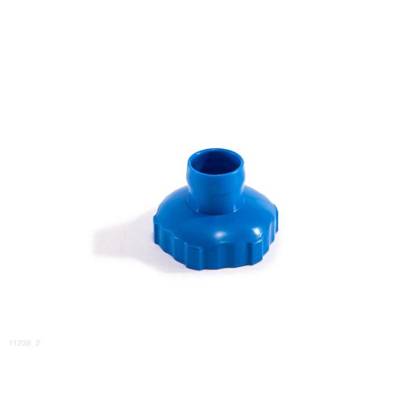 Peça de plástico utilizada para encaixar a mangueira que conecta o skimmer à saída de água das piscinas em direção à bomba.