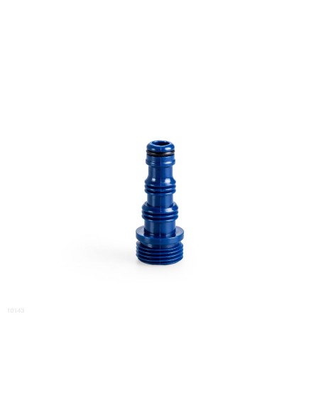 Conector de plástico utilizado para acoplar o cabeçal de aspiração do kit de manutenção a uma mangueira comum de jardim.