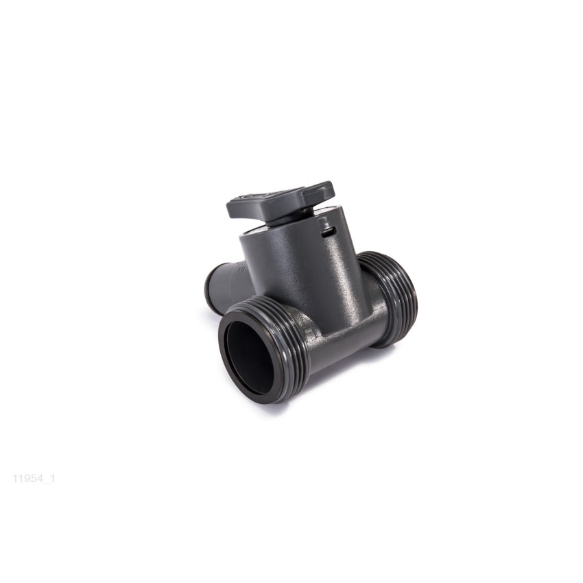 Válvula bypass que serve para poder abrir ou cortar o fluxo de água para o tapete aquecedor solar de Intex e, assim, poder manip