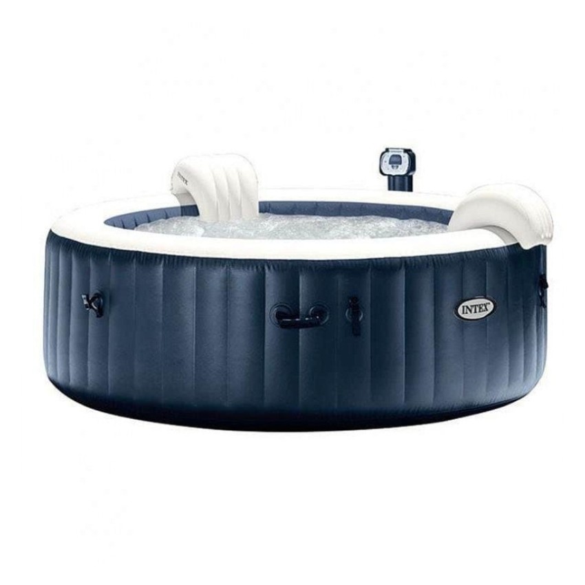 Spa hinchable Intex fabricado con PVC laminado. Sistema de burbujas con 170 salidas de aire a presión. Incluye cubierta, base ai