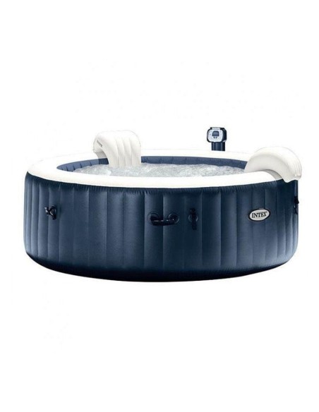 Spa insuflável Intex fabricado com PVC laminado. Sistema de bolhas com 170 saídas de ar à pressão. Inclui cobertura, base isolan