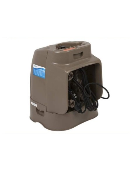 Estación de control que contiene el motor, bomba de filtrado para Pure Spa Bubbles de color beige.