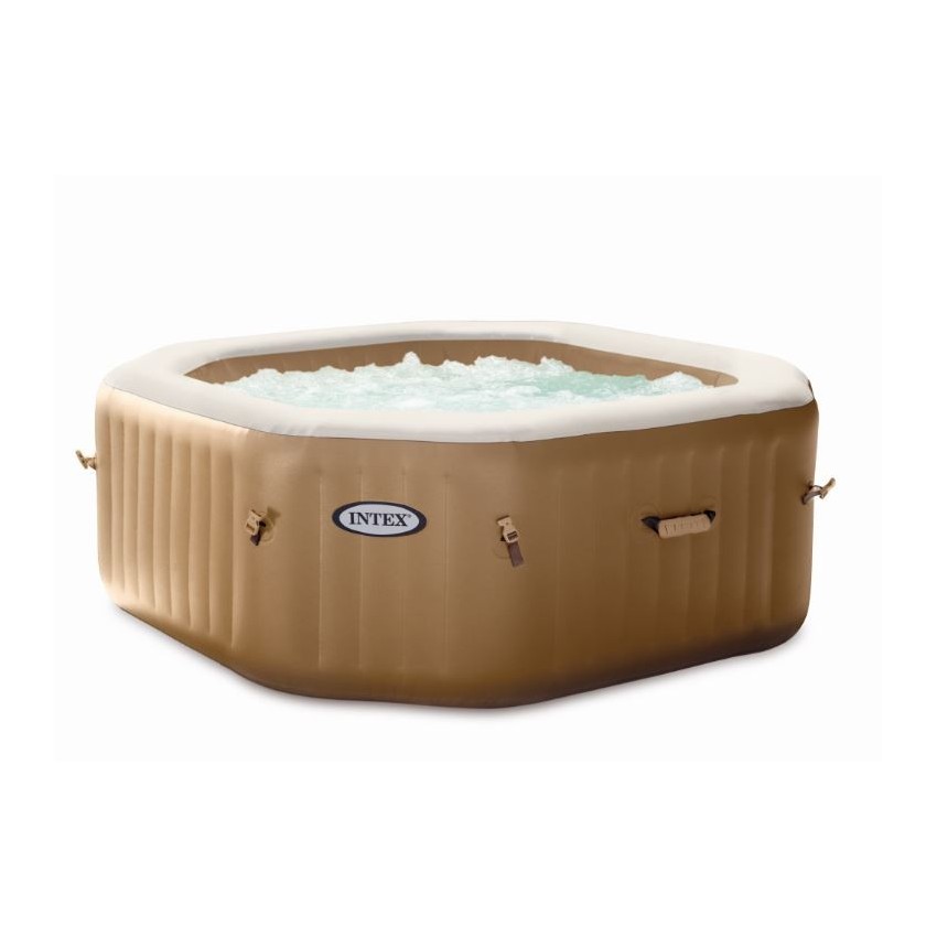 Lona del PureSpa octogonal con 120 salidas de burbujas de aire, de color beige, fabricado en PVC resistente.