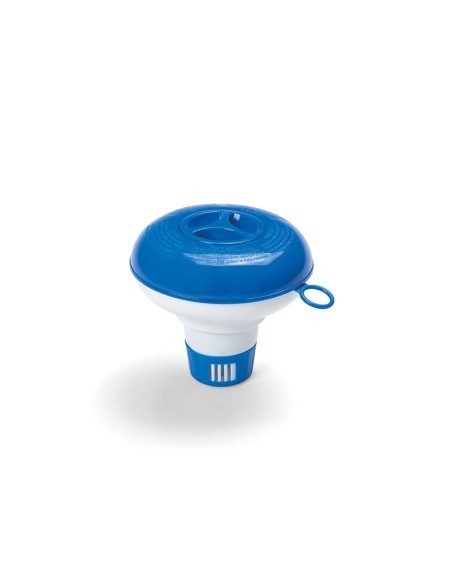 Compartimento flutuante fabricado em Polipropileno com capacidade para pastilhasde cloro ou bromo até 2,5cm. Com anel de control