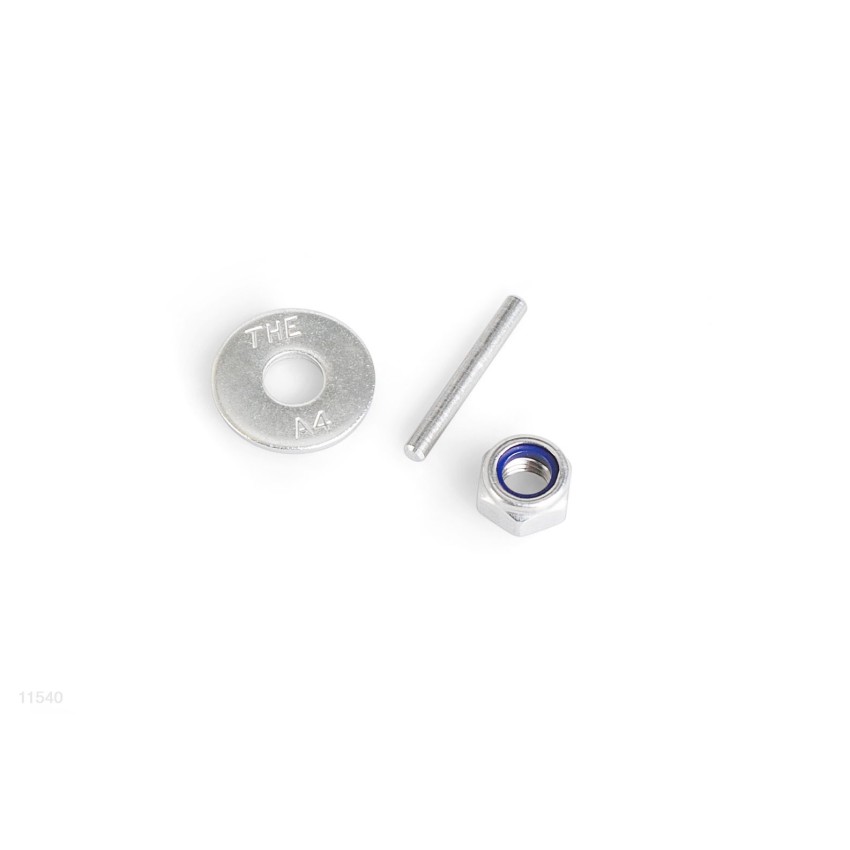 Conjunto de porca, rebite e anilha para montagem do motor que pode ser acoplado aos barcos.