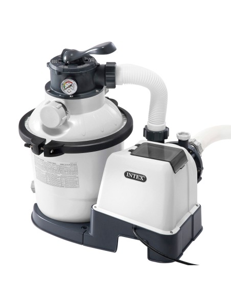 Bomba de areia INTEX Krystal Clear com capacidade de filtragem 4.500 litros/hora, função de programação e pré-filtro. Adequada p