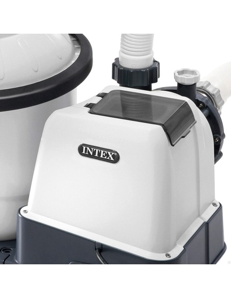 Bomba de areia INTEX Krystal Clear com capacidade de filtragem 4.500 litros/hora, função de programação e pré-filtro. Adequada p
