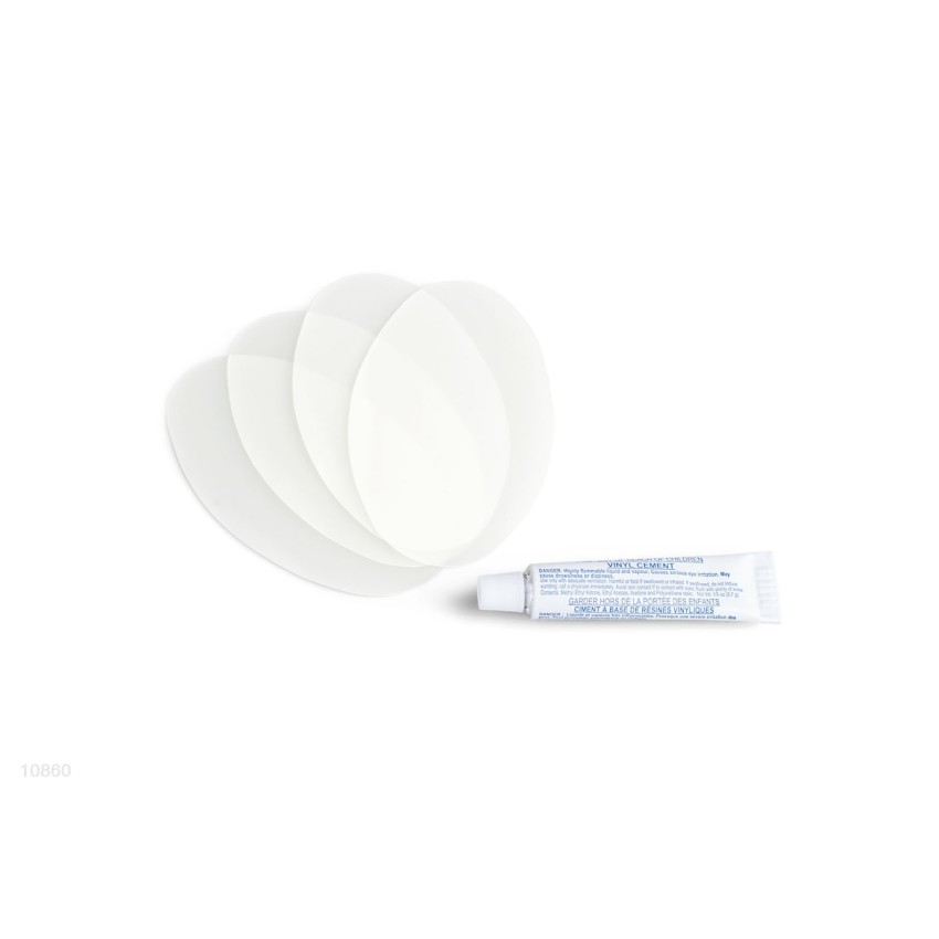 Kit de reparação transparente que inclui cola e 4 remendos ovais de 9,0cmX5,5cm próprios para colchões, piscinas de brinquedo e 