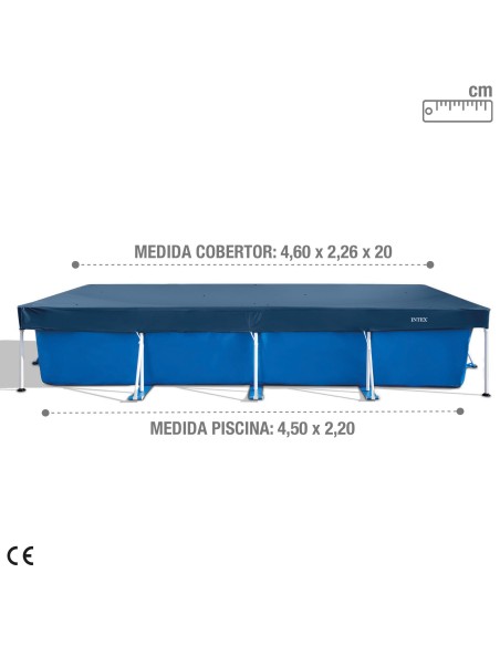 Cobertura INTEX de 460x226 cm exclusiva para piscinas Small/Metal Frame de 450x 220 cm. Feita com vinil resistente de 18 mm de e