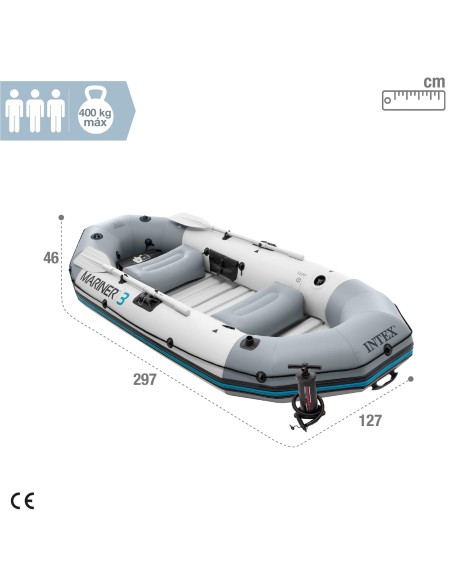 BARCO INSUFLÁVEL INTEX MARINER 3 REMOS 137 CM-297X127X46 CM