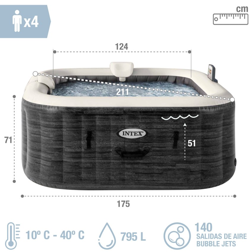 Spa insuflável INTEX 4 pessoas Greystone Deluxe | INTEX