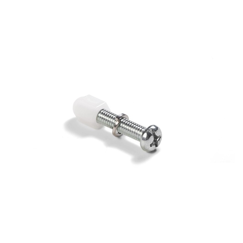 Conjunto de tornillo corto+tuerca+arandela para sujección de la plataforma superior de las escaleras de escalones desmontables.