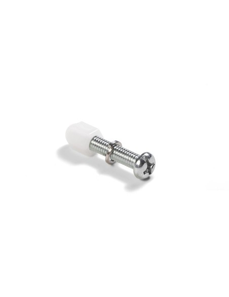 Conjunto de tornillo corto+tuerca+arandela para sujección de la plataforma superior de las escaleras de escalones desmontables.