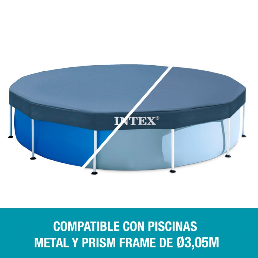 Cobertura INTEX de 305 cm exclusiva para piscinas Metal e Prism Frame de 305x76 cm. Fabricada com vinilo resistente de 18 mm de 