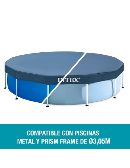 Cobertura INTEX de 305 cm exclusiva para piscinas Metal e Prism Frame de 305x76 cm. Fabricada com vinilo resistente de 18 mm de 