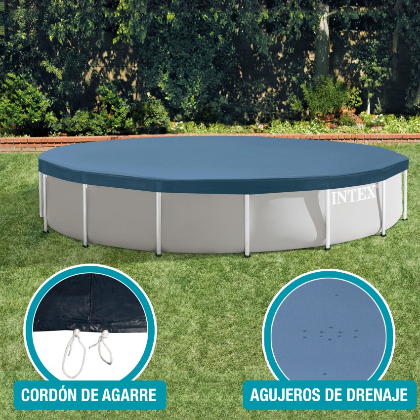 Cobertura INTEX de 305 cm exclusiva para piscinas Metal e Prism Frame de 305x76 cm. Fabricada com vinilo resistente de 18 mm de 