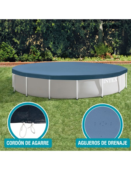 Cobertura INTEX de 305 cm exclusiva para piscinas Metal e Prism Frame de 305x76 cm. Fabricada com vinilo resistente de 18 mm de 