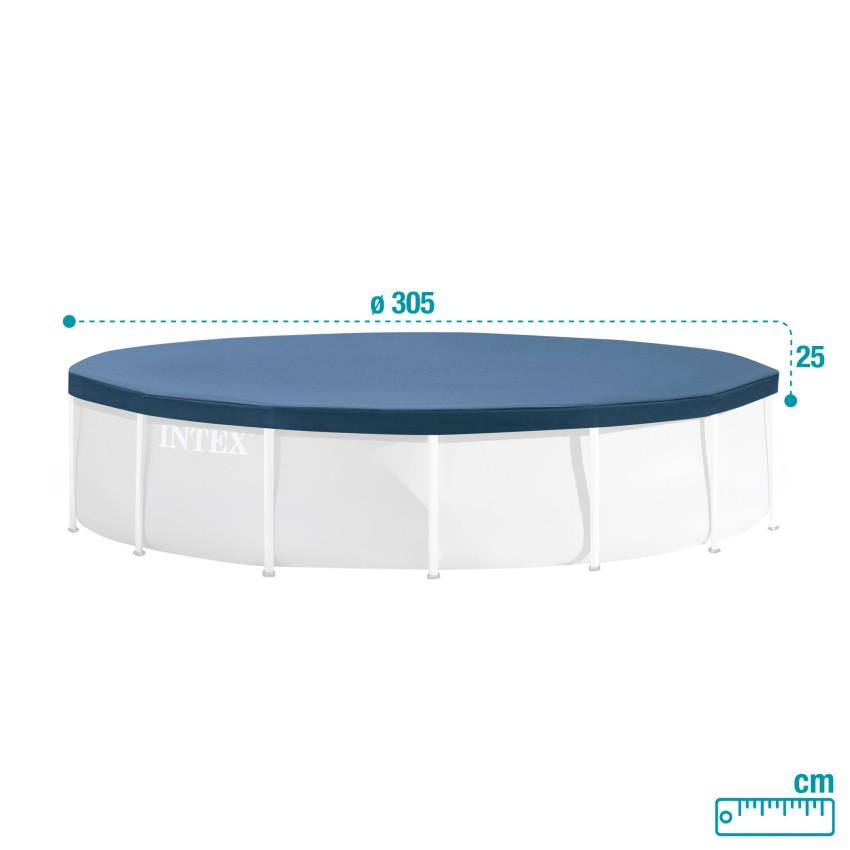 Cobertura INTEX de 305 cm exclusiva para piscinas Metal e Prism Frame de 305x76 cm. Fabricada com vinilo resistente de 18 mm de 