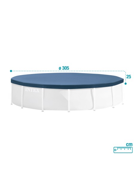 Cobertura INTEX de 305 cm exclusiva para piscinas Metal e Prism Frame de 305x76 cm. Fabricada com vinilo resistente de 18 mm de 