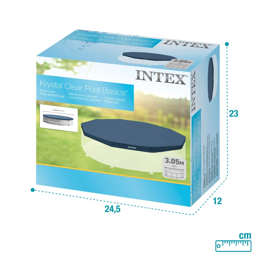 Cobertura INTEX de 305 cm exclusiva para piscinas Metal e Prism Frame de 305x76 cm. Fabricada com vinilo resistente de 18 mm de 