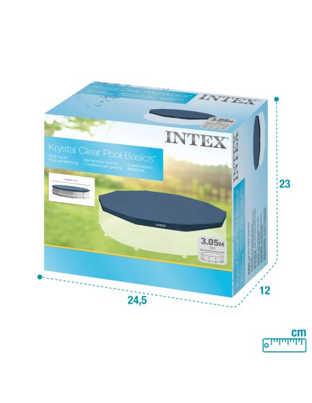 Cobertura INTEX de 305 cm exclusiva para piscinas Metal e Prism Frame de 305x76 cm. Fabricada com vinilo resistente de 18 mm de 