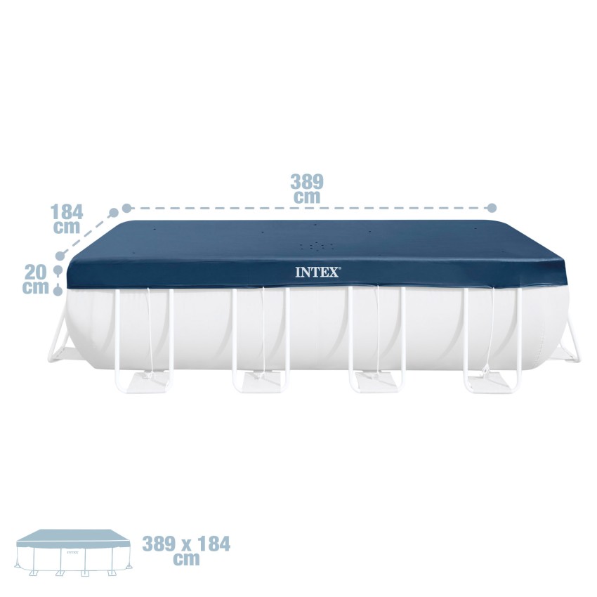 Cobertura INTEX de 389x184 cm exclusiva para piscinas Small y Prism Frame de 400x200 cm. Feita com vinil resistente de 18 mm de