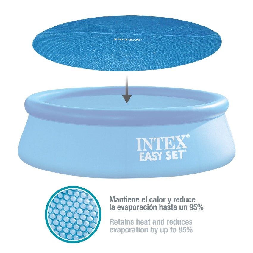 Cobertura solar INTEX de 290 cm de diâmetro para piscinas desmontáveis de 305 cmde diâmetro. Bolhas de ar selado com espessura d