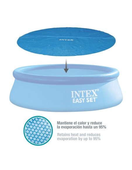 Cobertura solar INTEX de 290 cm de diâmetro para piscinas desmontáveis de 305 cmde diâmetro. Bolhas de ar selado com espessura d