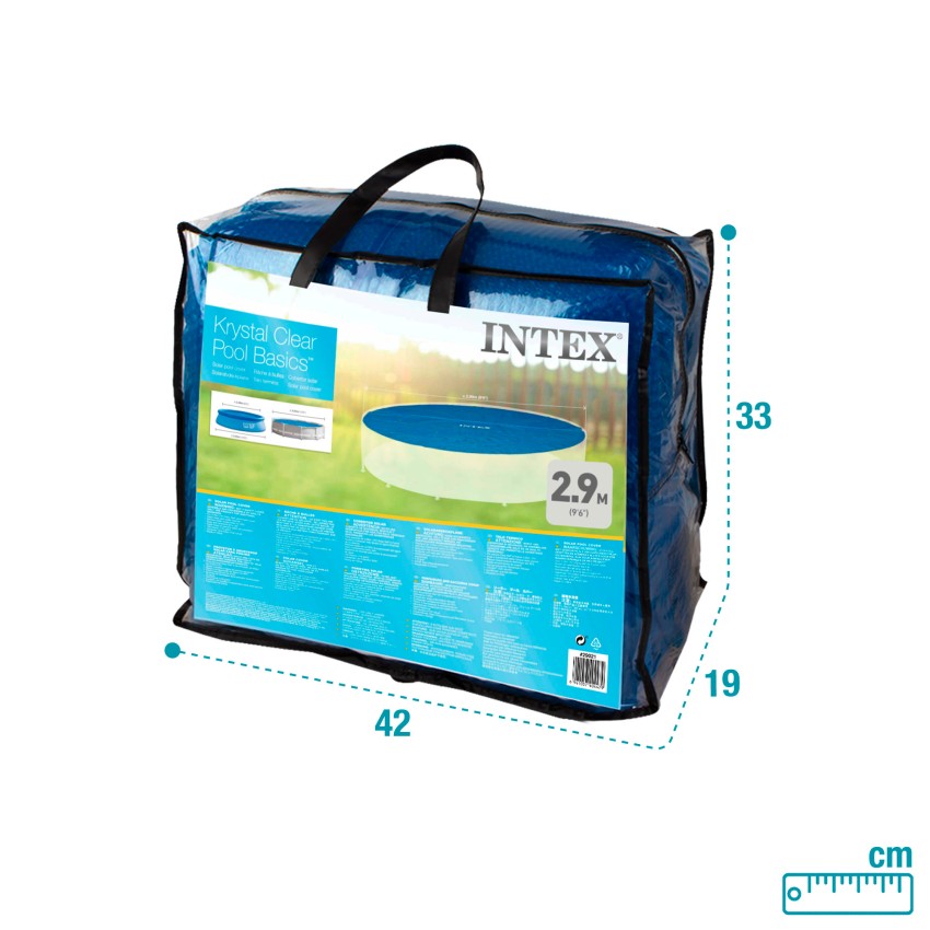 Cobertura solar INTEX de 290 cm de diâmetro para piscinas desmontáveis de 305 cmde diâmetro. Bolhas de ar selado com espessura d