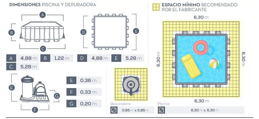 28766NP-PISCINA PRISMA FRAME 488X488X122CM (SET COMPLETO)